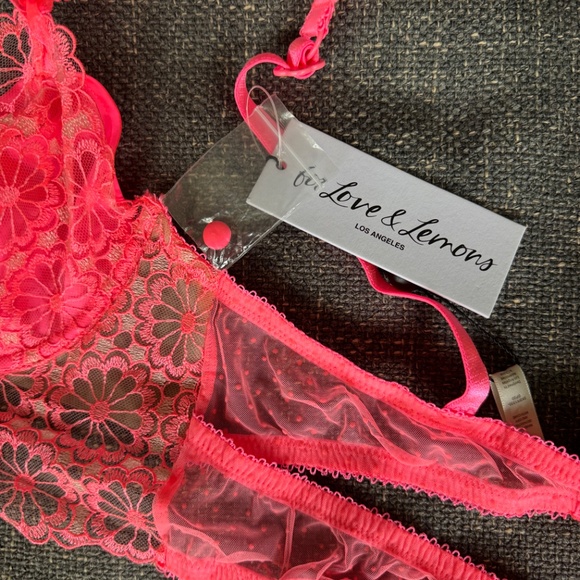 For Love & Lemons/Victoria's Secret Daisy Lace Long Line Bra, Size L, NWT - Picture 3 of 6